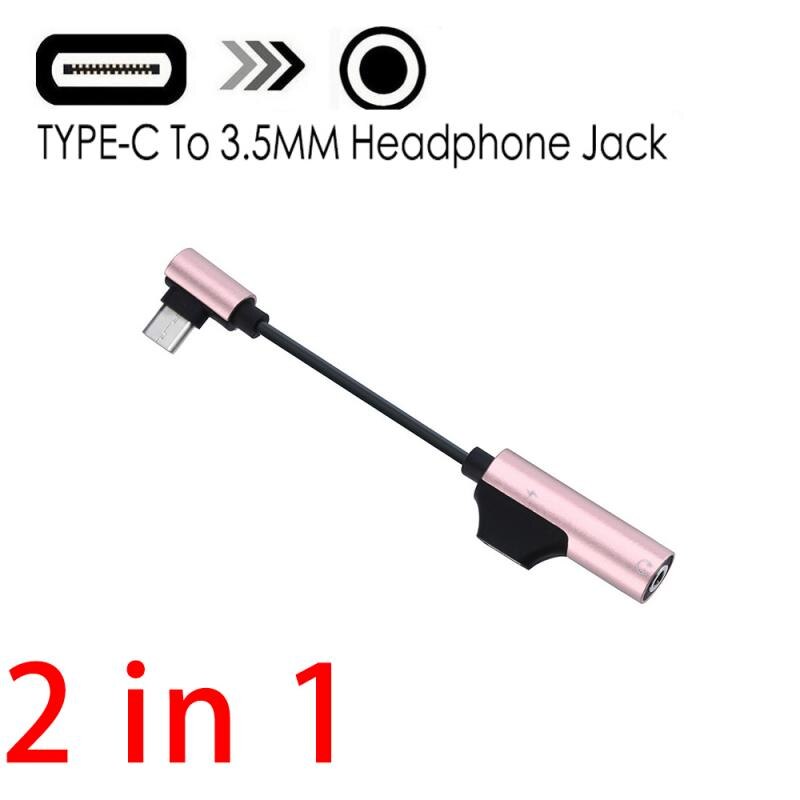 Adaptador 2 en 1 tipo-c, Conector de 3,5mm, auricular a USB-C, carga, escucha, llamada para teléfono móvil Huawei Xiaomi, Aux, doble conector divisor: 04