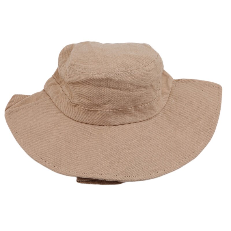 Utendørs lue uv beskyttelse stor side strand sport solhatt dame lue sammenleggbar lue oppbevaring lue hals skjerf solsikre hatter for kvinner: Khaki