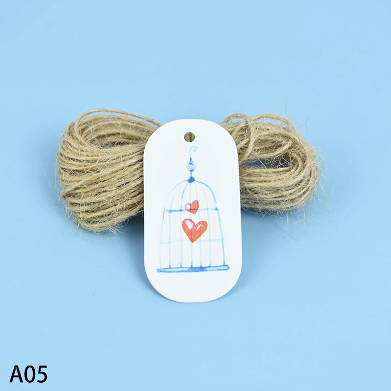 50 st vackra blommor papper taggar med hamp rep valentines bröllop äktenskap etiketter paket diy fest dekoration hängande tagg: A05