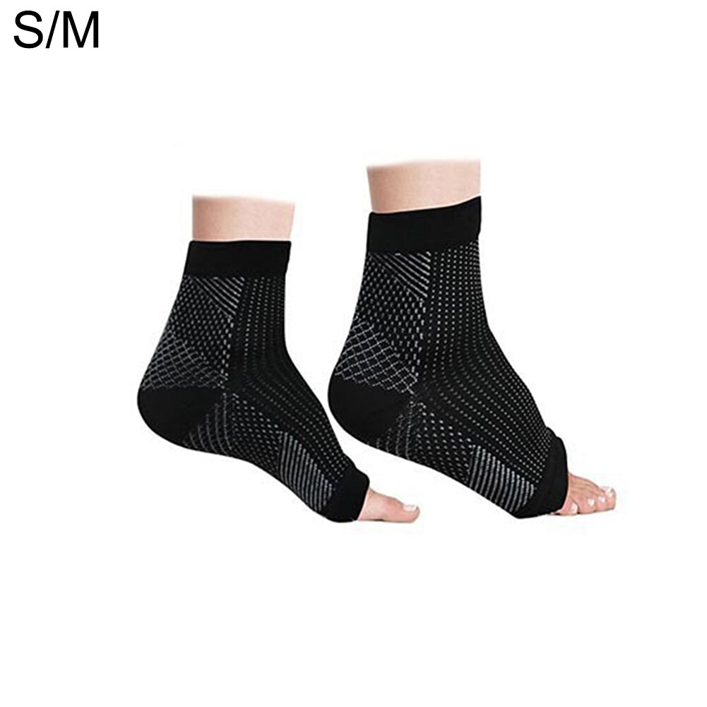 Fot ankel kompression strumpor anti trötthet åderbråck fötter ärm unisex plantar fasciit lättnad fot smärta minskar svullnad: Svart / S / m