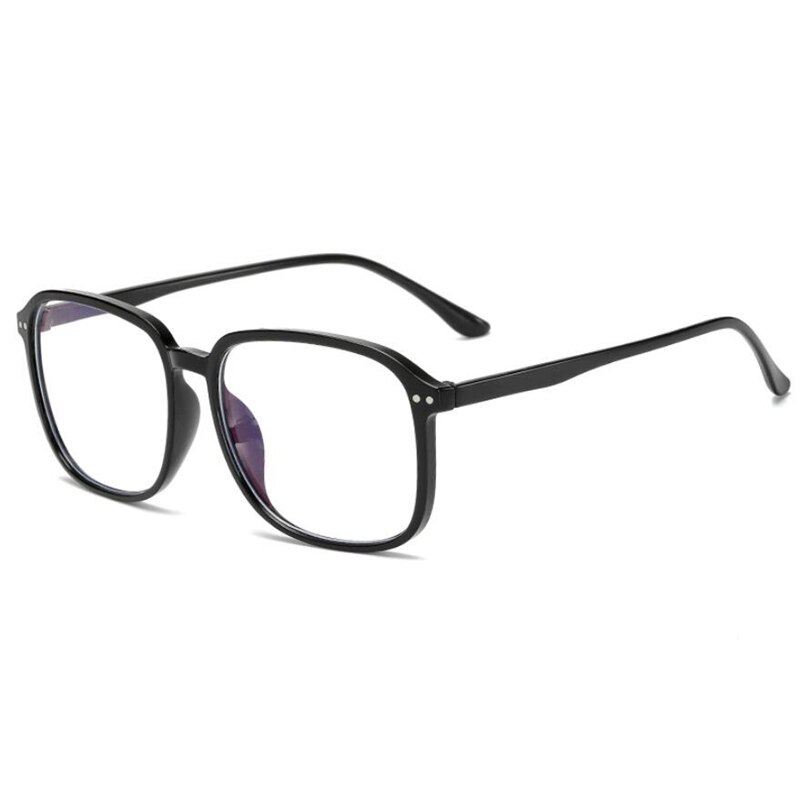 Con marco grande gafas graduadas para miopía mujeres hombres ultraligero transparente PC prescripción gafas 0-0,5-1,0-1,5 To-6,0: Myopia -0.5 / Black
