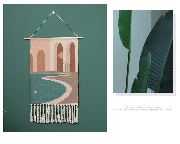 Boho Home Decor Macrame Wall Hanging Tapestry Cotton Tassel Handmade Woven geometric canvas Art background cloth tapestry: 10