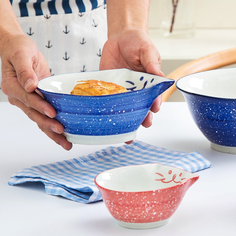 1pc dos desenhos animados kitty cerâmica jantar tigela pintados à mão gato porcelana tigela de arroz tigela de macarrão tigela de sobremesa utensílios de mesa