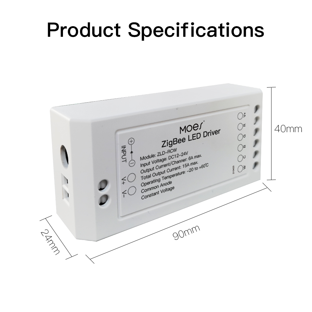MoesHouse – Module variateur intelligent ZigBee, rvb CCT, pour bande LED, contrôle avec application Tuya, Alexa Echo Goolge, pour la maison
