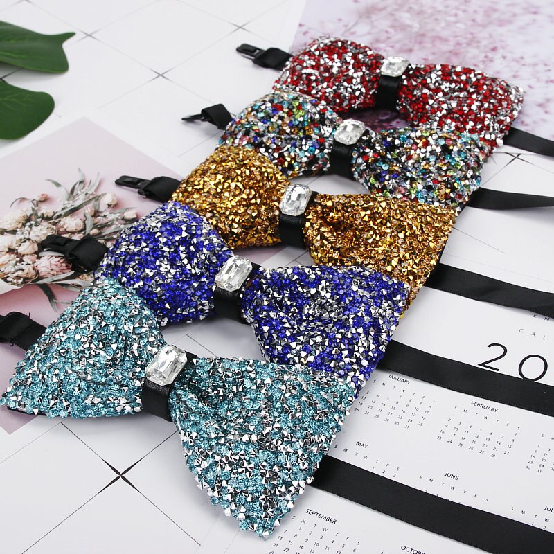 Diamant Zwart Rood Strikje Mannen Voor Strass Kraag Mannen Bowtie Kristal Chaton Super Cool Luxe Wedding Party Strikjes vlinder