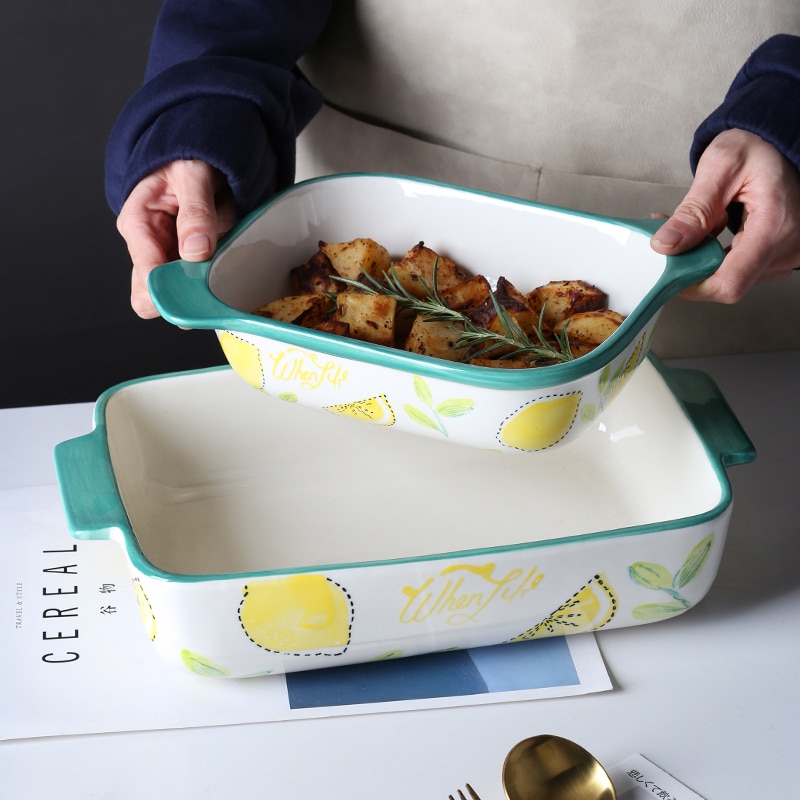 EECAMAIL fersk sitron Keramisk form - Rektangulær form til Bakte Ris & Ost
