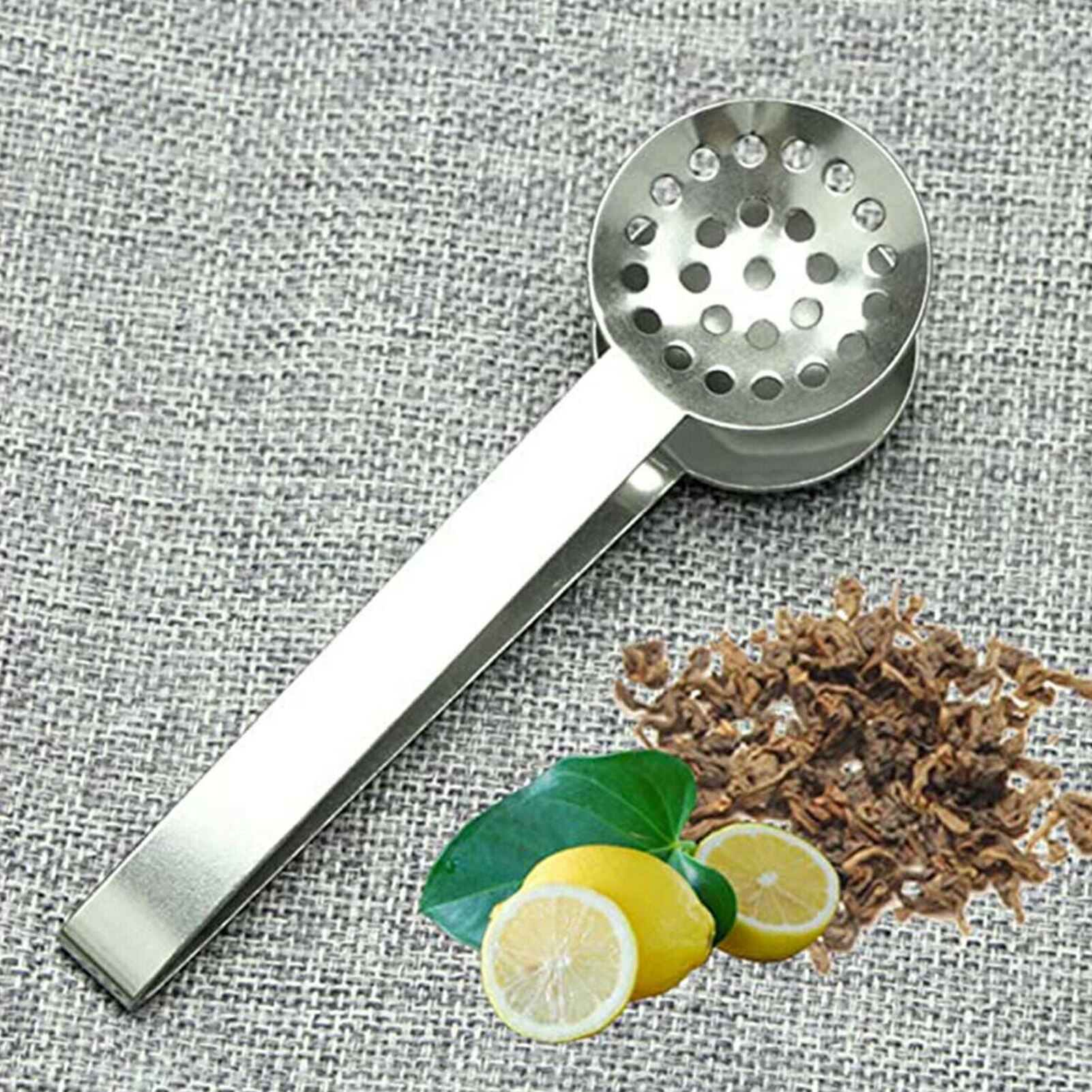 Stainless Steel Tea Bag Clip Holder Lemon Tong Squeezer Kitchen Gadget Tool