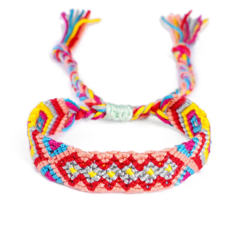 Boho Etnico Braccialetto Fatto A Mano Della Spiaggia di Estate Della Treccia String Involucro di Cotone Corda Intrecciata Braccialetti di Amicizia Per Le Donne Degli Uomini: 17