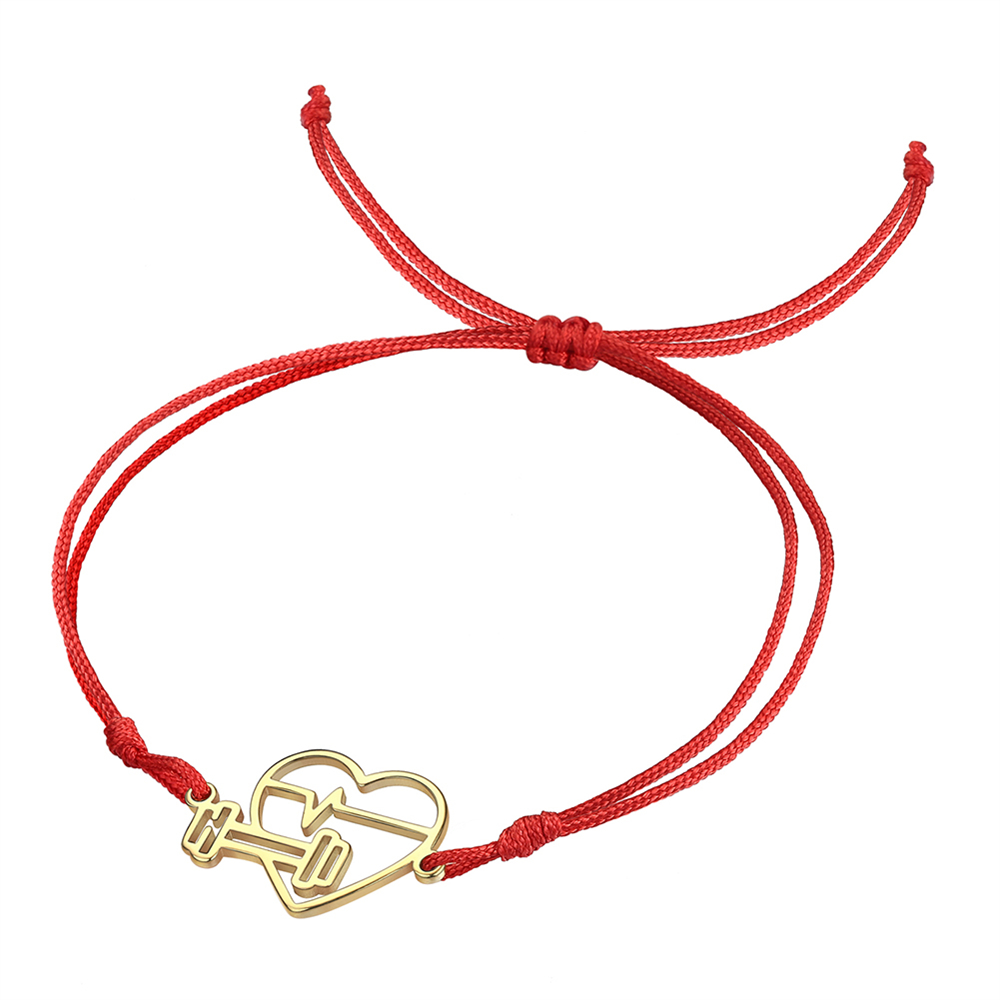 Cazador Esercizio sport battito cardiaco Bracciale con ciondolo con manubri per donna Gioielli in acciaio inossidabile 2025 Bracciale a catena con scatola a portata di mano: Di colore verde scuro