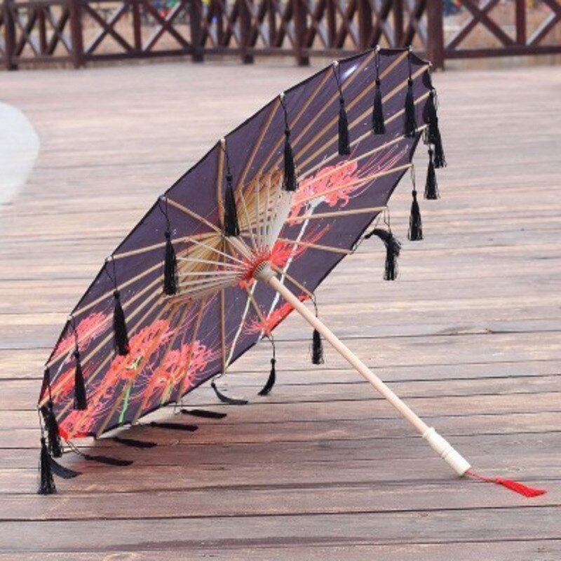 Seide Regenschirm regen frauen Tanz Stütze Cheongsam Geölt Papier Dach sonnenschirm guarda chuva paraguas mujer Hanfu quaste regenschirm