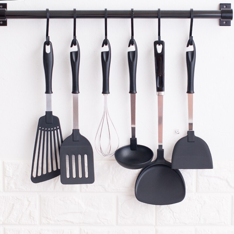 Silicone et acier inoxydable-sans danger pour les casseroles et casseroles-pinces de service, cuillère, outils de spatule, serveur de pâtes, louche, passoire, fouet: Ardoisé