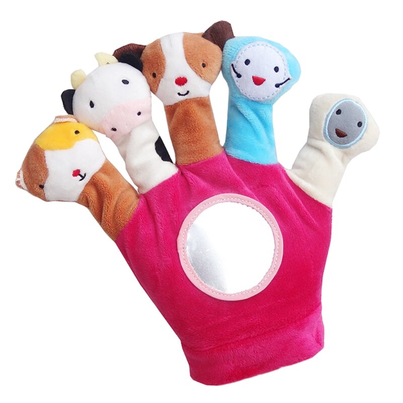 Peuter Baby Kind Zoo Dier Handpop Handschoen Vinger Knuffel Cartoon Verhaal Simuleren Pop: Rood