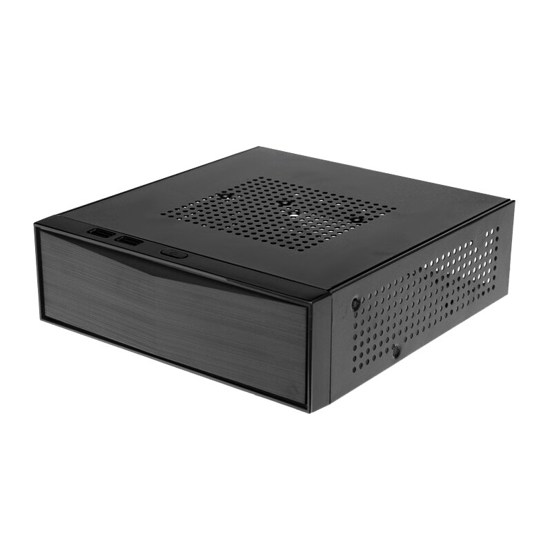 Fuente de alimentación de escritorio para juegos HTPC Host Office Home 2,0 USB Mini ITX con orificio de radiador caja de ordenador práctico chasis Horizontal