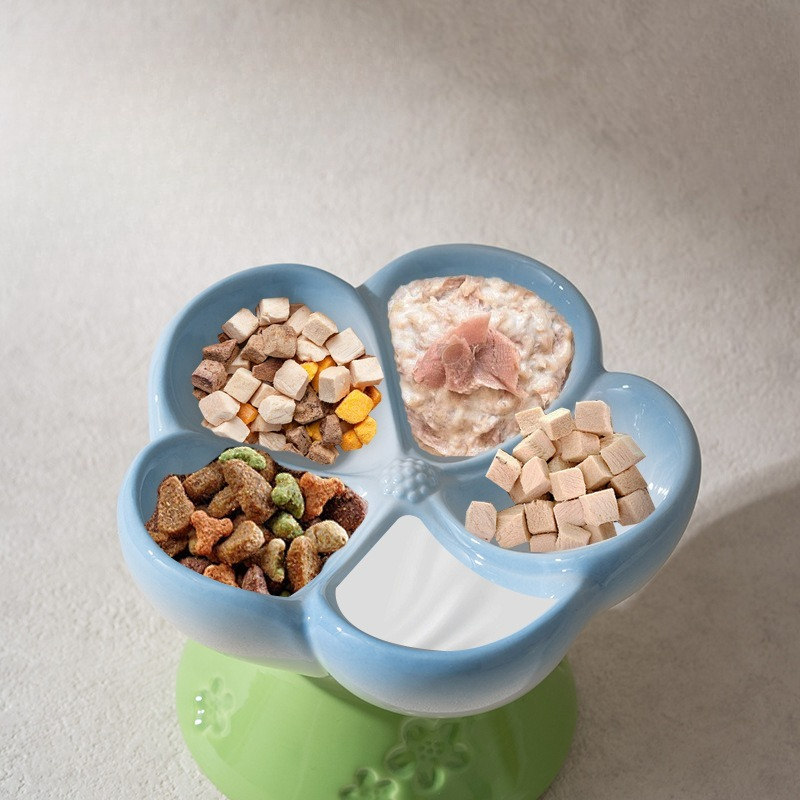 Pet Slow Feeders Food Bowl High Footed Ceramic Cat Bowl Small Dog Tableware