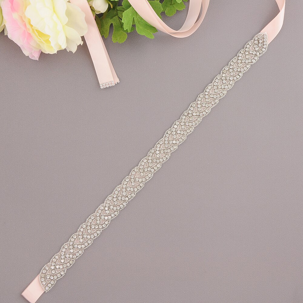Handgemaakte strass bruidsaccessoires riem trouwjurk riem huwelijksriem bruidslint riem bruidssjerp gala riem scs 216- s: Babyroze