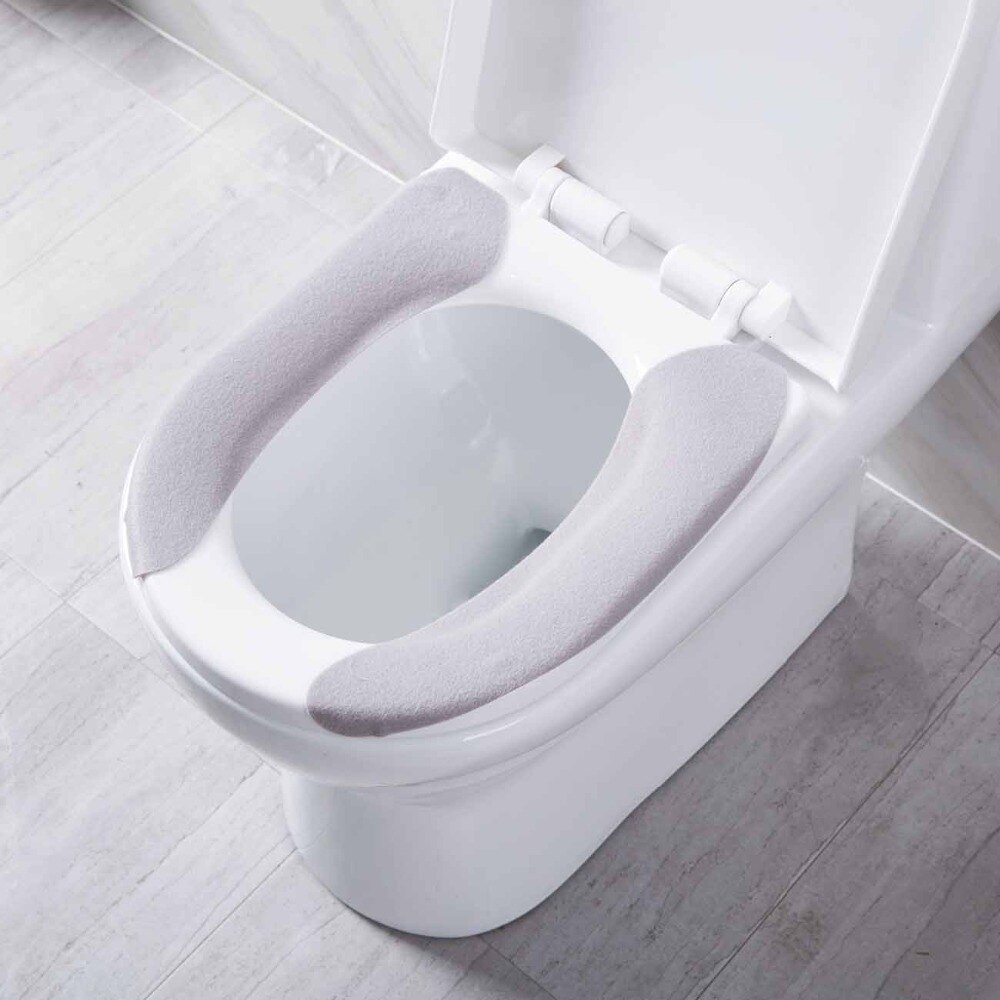 2PCS Cuttable Toilet Seat Stickers Toilet Mat Portable Washable Bathroom Accessories Paste-Type Toilet Seat Cover