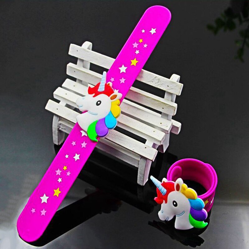 Trendy Children Girl Boy Star Printing Colorful Cute Unicorn Wristband Flexible Wrap Slap Bracelet Animal Bangle