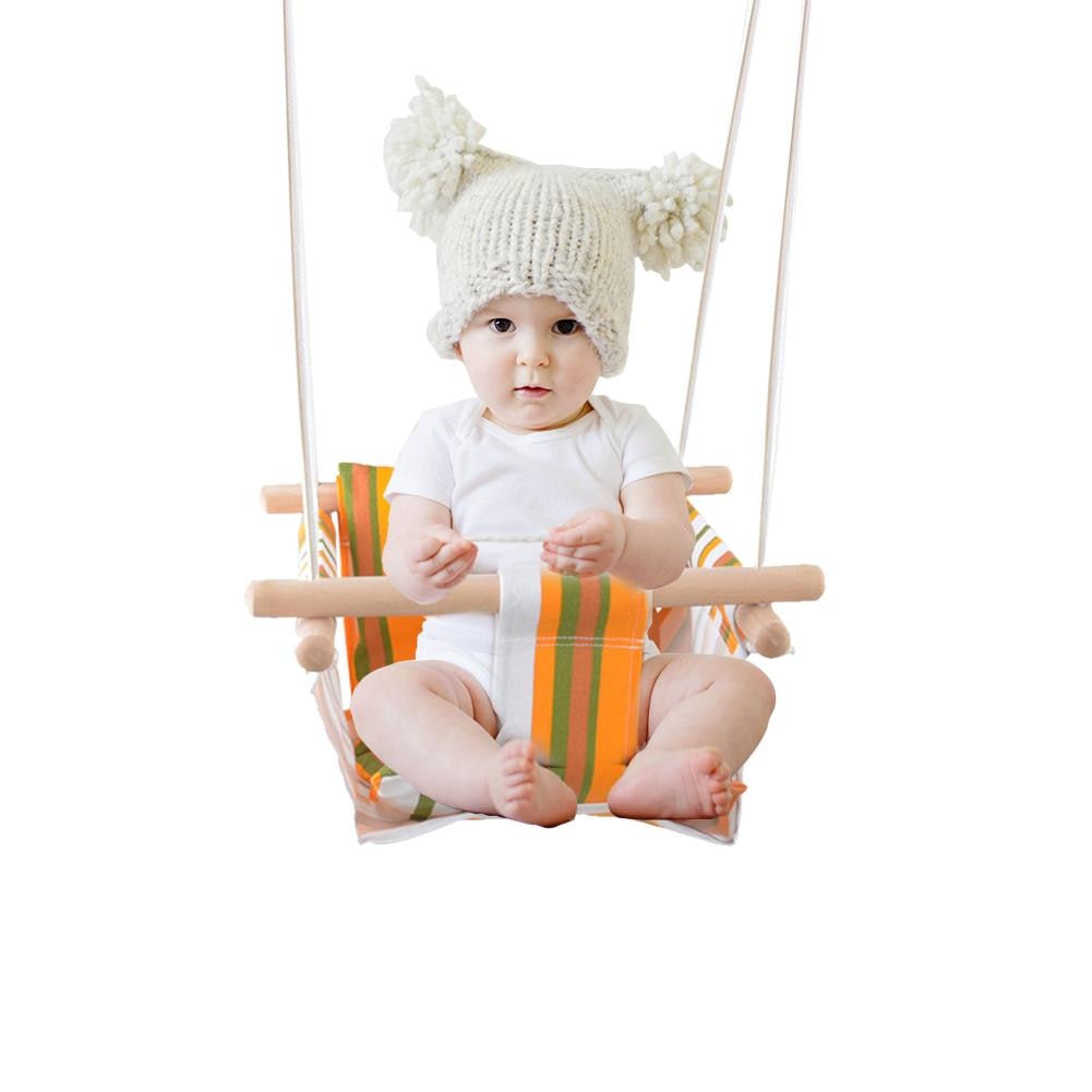 Baby Veiligheid Swing Stoel Opknoping Schommels Set Kinderen Speelgoed Schommelstoel Massief Houten Stoel met Kussen voor Baby Indoor Kamer Decor