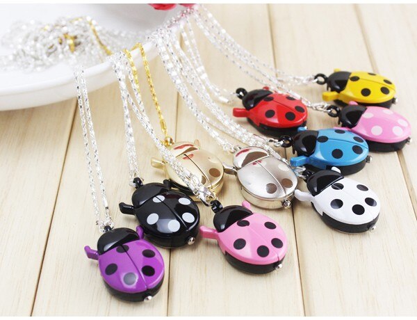 Popular Mixed Bulk 1pcs Color Ladybug Necklace Pendant Watches