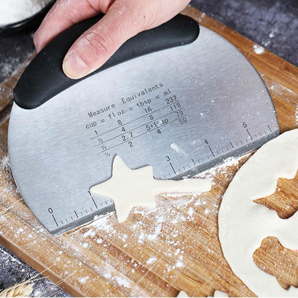 Dough Blender with Scale Stainless Steel Kitchen Noodles Chef Pastry Biscuit Cutter Pastry Scraper Cookies Cake DIY Durable