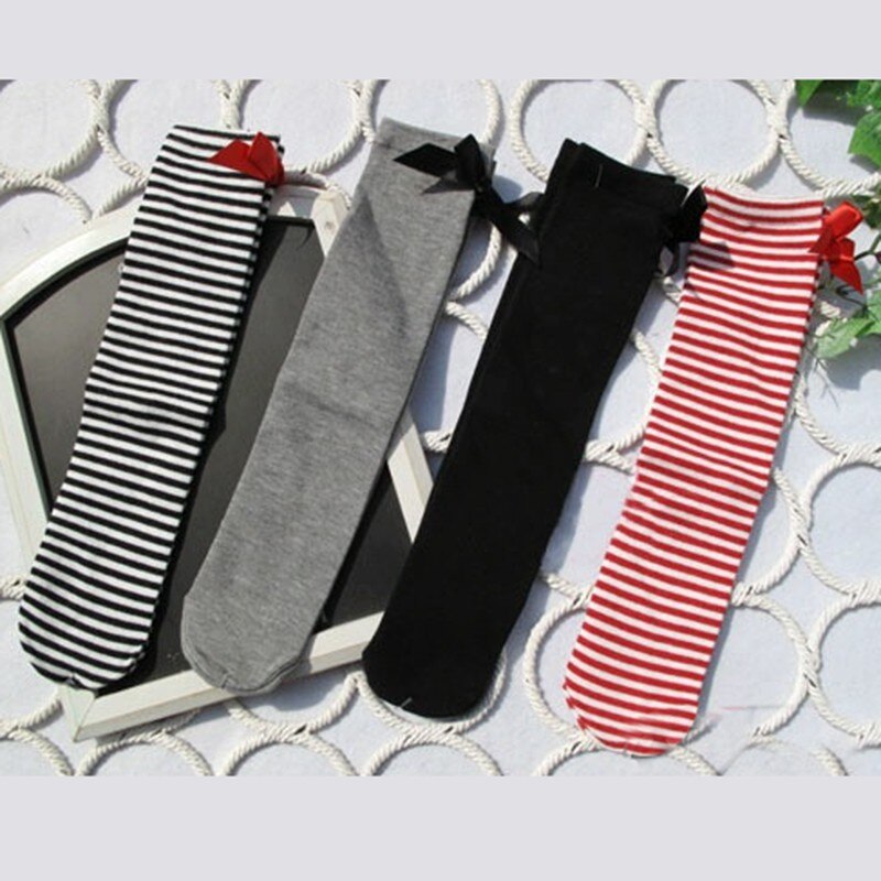 Karikatur Baumwolle Baby freundlicher Mädchen Strumpf Kleinkinder Knie Hohe Socken Strumpfhosen Bogen Warme Blumen- Strumpf