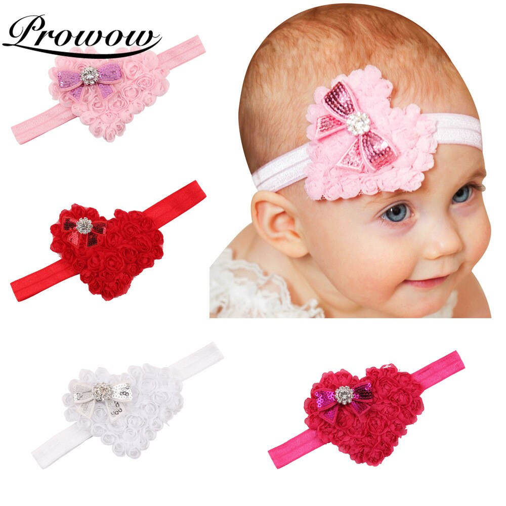 ABDO Small Flowers Elastic Baby Headband For Girls Love Valentine's Day Costume Baby Hair Accessories Girl Hairband