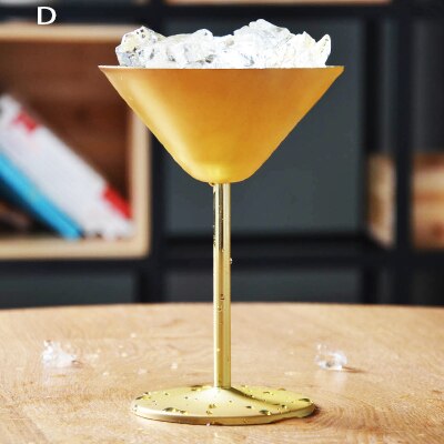 Stainless Steel Martini Triangle Cup Goblet Cocktail Glass Metal Cup Red Wine Bar Ktv Decorations: D
