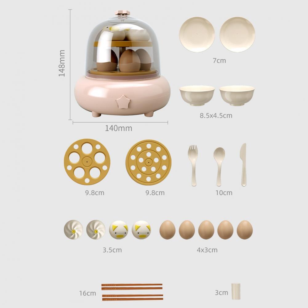 Hardboiled egg maker toy for intellectual development, pretend play egg kettle steamer toy with music and light for children