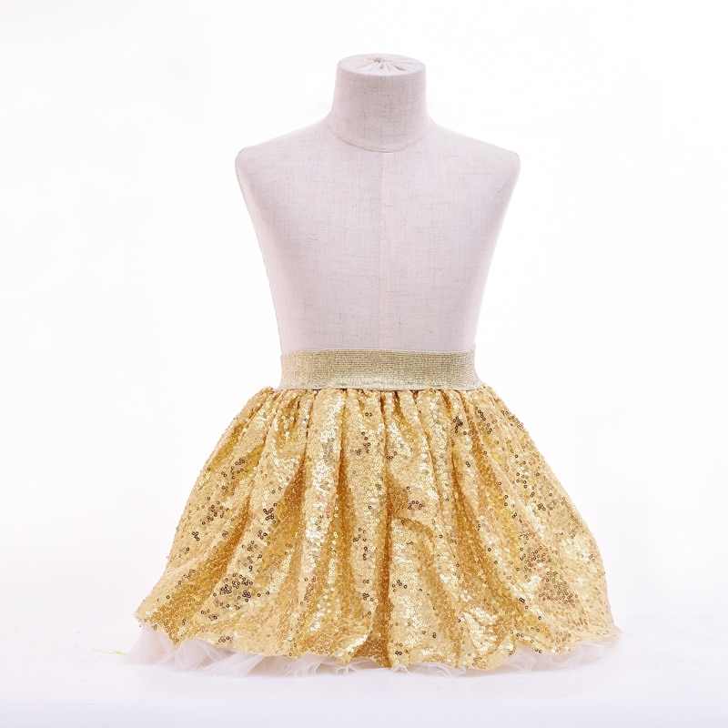 Bebis flickor kjolar tutu barn guld paljett champagne tyll pettiskirt tutu söta barn prinsessa dans fest tutu kjol kläder