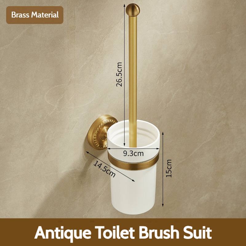 Antieke badkameraccessoiresets van geborsteld messing: handdoekrek, toiletpapierhouder, zeephouder, handdoekrek, badkamerbeslagsets: Lavendel