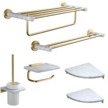 Luxury white marble bathroom towel rack brushed gold paper towel rack hardware paper holder corner shelf