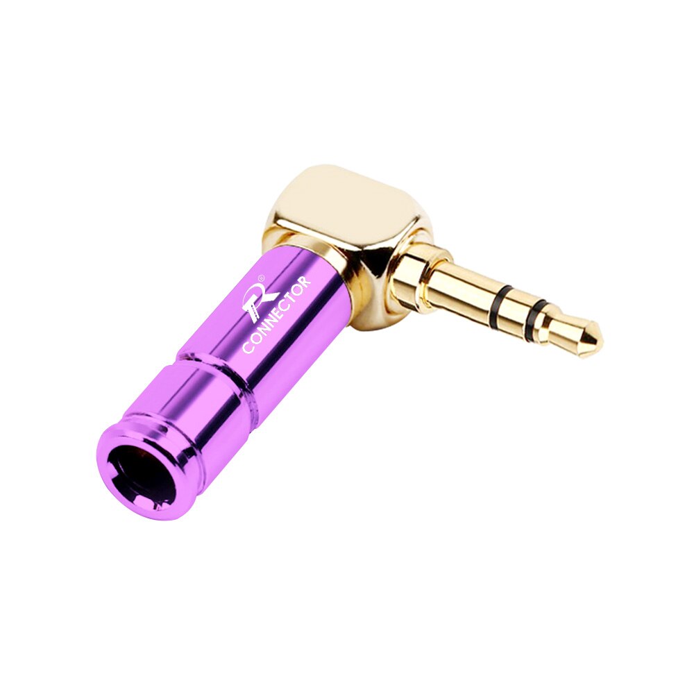 1pc luksuriøs kontakt 3.5mm rett vinklet øretelefonplugg 3 polet gullbelagt ledningskontakt som passer til 6mm- kabels diy play aluminiumslegeringsrør: Lilla