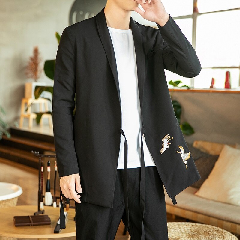 Improved Hanfu Men Chinese Jacket Embroidered Tang Suit Men'S Chinese Style Coat Large Size Traditional Chinese Clothing 10967