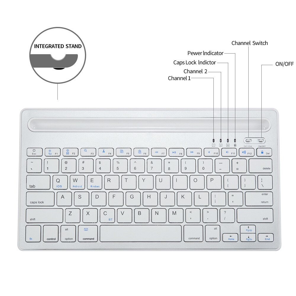 Bluetooth Keyboard Mobile Andriod Tablet PC Laptop Multi-Device thin Mini mute keyboard with Stand Holder For iPad iPhone iMac