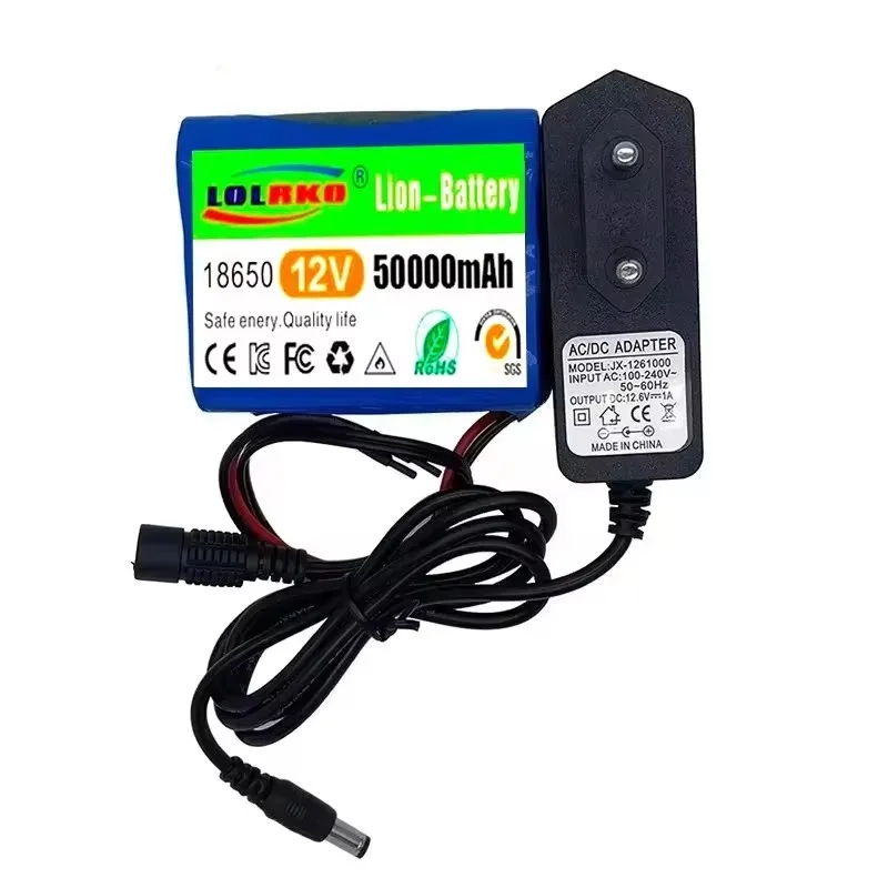 Akumulator 12 V 50 Ah 18650 Li-ion 50 Ah Akumulatory z pakietami akumulatorów litowych BMS Płytka ochronna + Ładowarka 12,6 V