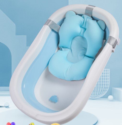 style foldable baby bathtub folding baby bath tub: blue with  cushion