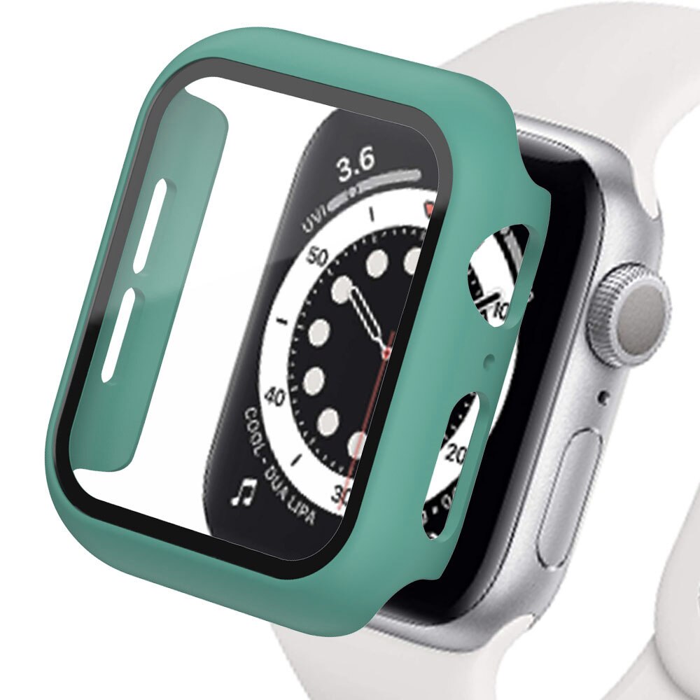 Glass+cover For Apple Watch 7 case 45mm 41mm iWatch case Accessorie PC bumper+Screen Protector Apple watch series 7 case: Dark green / 41mm series 7
