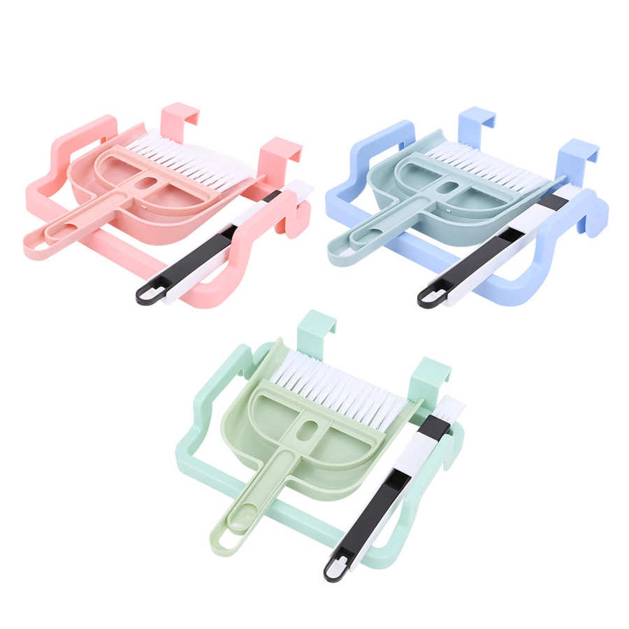 4 unids/set Mini Kit de herramientas de limpieza porta bolsa de basura cepillo de teclado escritorio escoba recogedor para uso en el hogar
