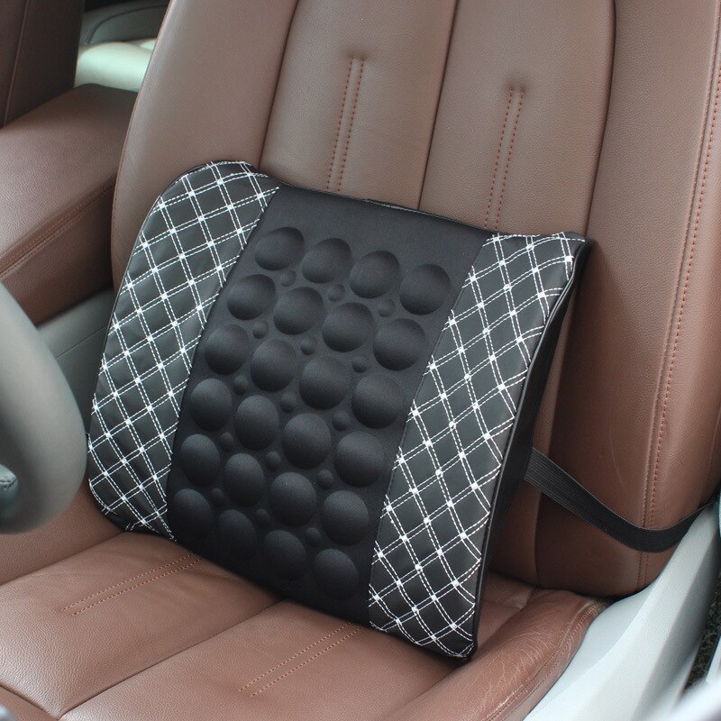Cojín de soporte Lumbar para masaje de coche eléctrico, almohada de masaje de asiento para silla de oficina, accesorios de cuero de PU para interior de coche