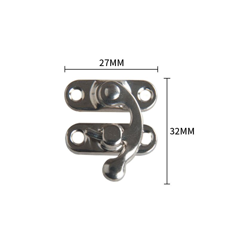 10 Uds. De cerrojo decorativo de Metal antiguo pequeño, gancho de , candado para joyero de madera con tornillos para herrajes de muebles: Right hook Silver