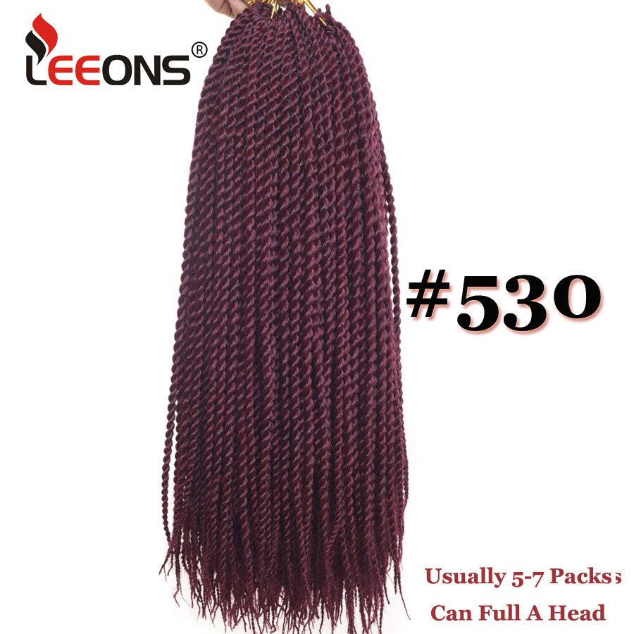 Leeons Small Senegalese Twist Braids 18 inch 30 Roots Synthetic Crochet Hair Extensions Ombre Braiding Hair 15 Colors Available: #530