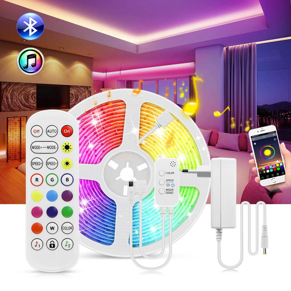 Jule bluetooth ledet fe lys stripe app musikk synkronisering krans streng lys bryllup fest hjemmedekorasjon belysning