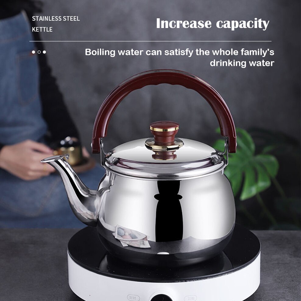 Stainless Steel Boiling Water Kettle Thicken Large Capacity Whistling Pot Beep Reminder Teapot Suitable For Induction Cooker