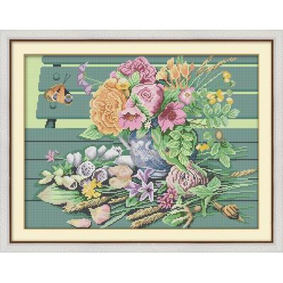 Ölgemälde Vase serie kreuz stich einstellen 11CT14CT stickerei Hand Bausatz DMC kreuz stich Bausatz DIY handgemachte stickerei handwerk: Gelb / 14CT unbedruckt