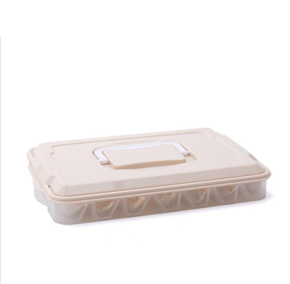 Multi-layer Dumplings Container Plastic Voedsel Doos Thuis Keuken Verse Luchtdichte Doos Koelkast Organizer: 1 tier beige
