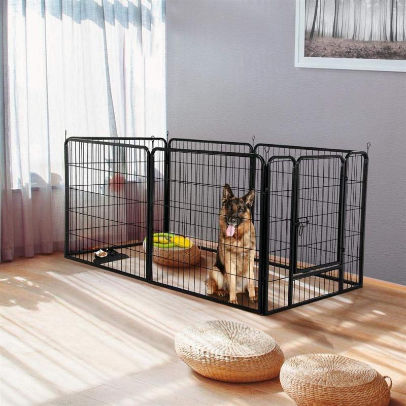 Foldable Pet Dog Fence Gates For Dog Cat Security Guard Install Easily Enclosure Dog Fences Puppy Kennel House Dog Supplies HWC