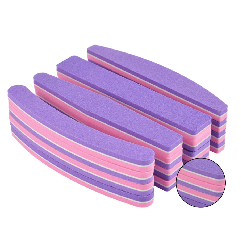 Klimonla – outils de manucure professionnels, 100/180 grains, rose, violet, courbe, bloc de ponçage, éponge, lime à ongles, 25 pièces