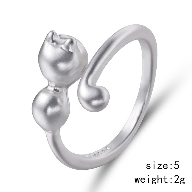Rinhoo cat ring matt kattunge katt wrap ring öppen manschett djur finger ring för ung flicka kvinnor justerbar ring: Ri17 y 095 m 0