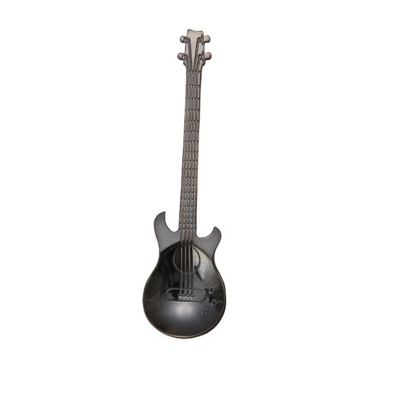 1pcs Stainless Steel Guitar Coffee Spoon Shaped Love Teaspoon Children Spoon 7 Colors Coffee Tea Use: black