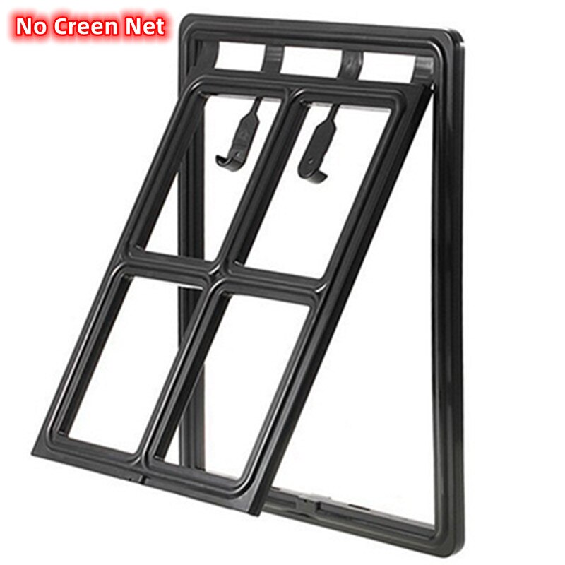 Puerta para perros y gatos, solapa segura con bloqueo magnético para ventana de pantalla, puertas con solapa de seguridad, túnel para mascotas, valla para perros, puerta de acceso sin red Creen: L / Marrón oscuro
